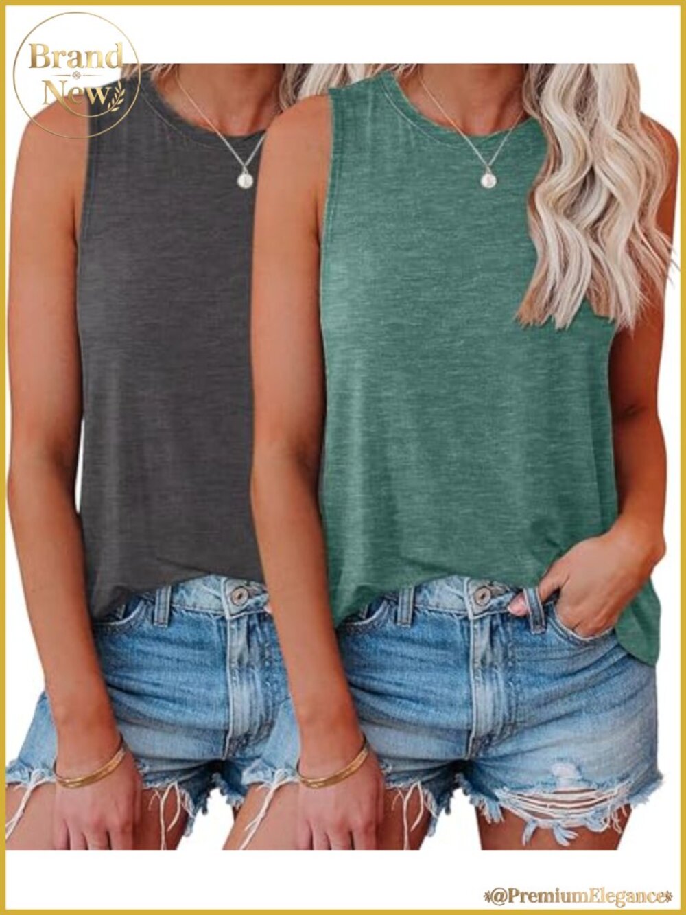 2 Pack Women's Sleeveless Tank Tops, Loose Fit Crew Neck Summer Shirts